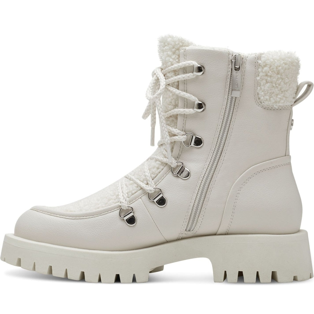 Tamaris womens white casual closed booties | Vilbury London