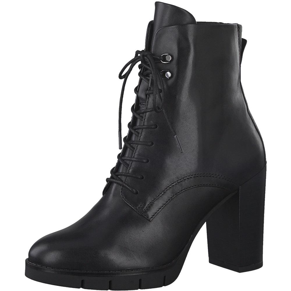 Tamaris Female Black Booties Middle Heels Black Leather 25122 003 | Vilbury London