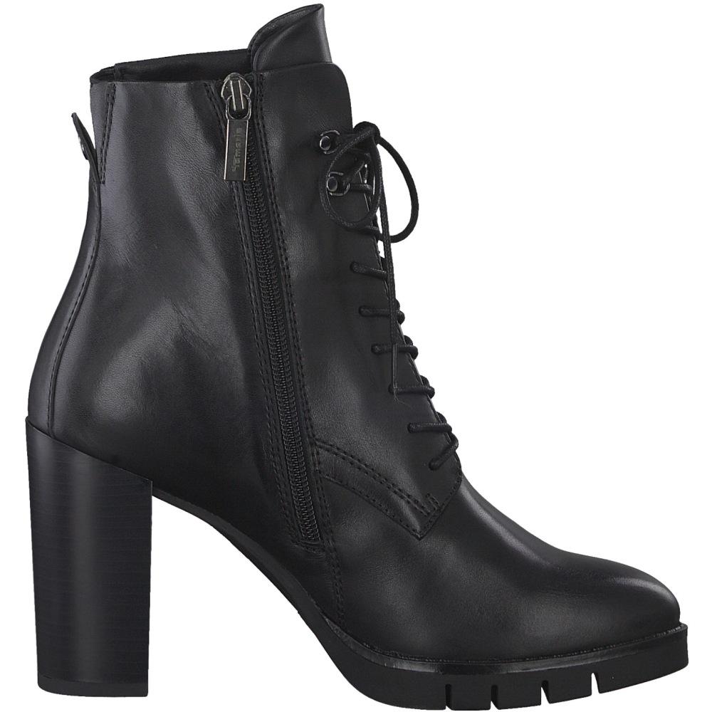 Tamaris Female Black Booties Middle Heels Black Leather 25122 003 | Vilbury London
