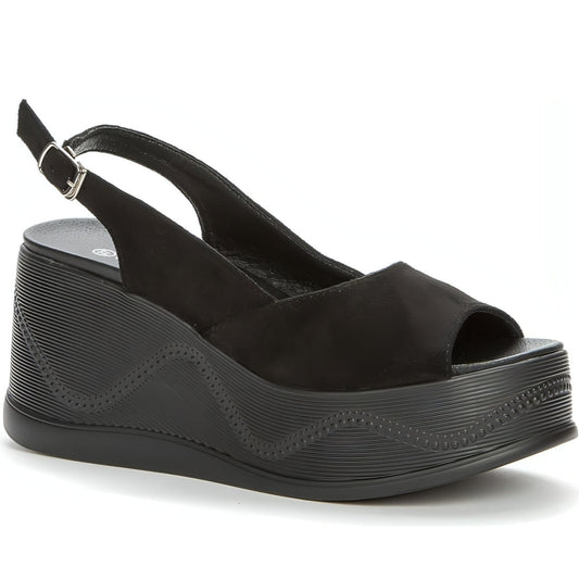 GRUNBERG womens black casual open sandals | Vilbury London