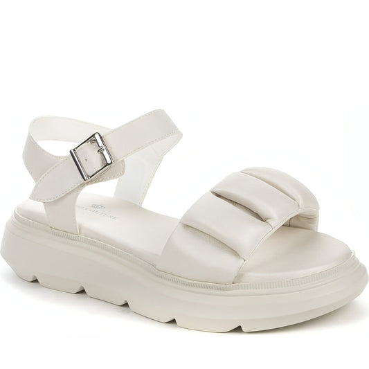 KEDDO womens beige casual open sandals | Vilbury London