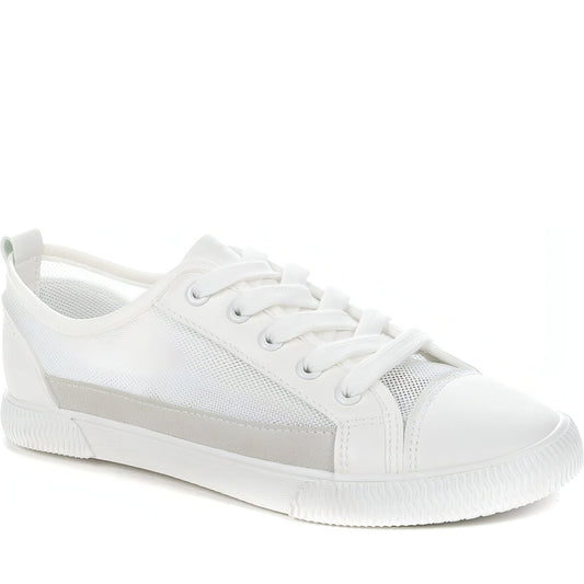 KEDDO DENIM womens white casual closed sport shoe | Vilbury London