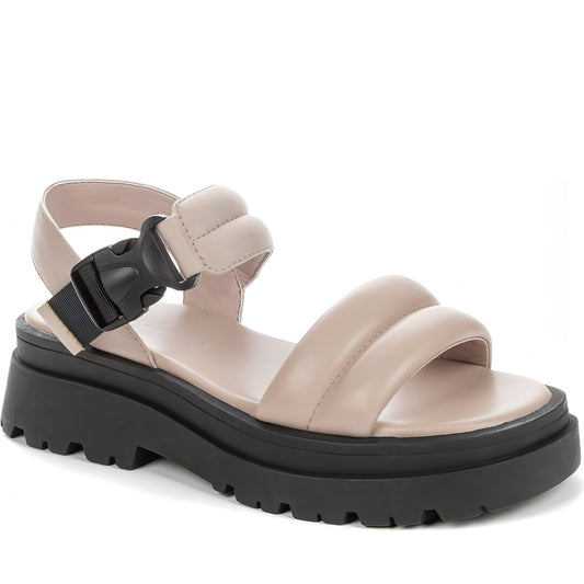 BETSY womens beige casual open sandals | Vilbury London