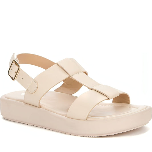 BETSY womens beige casual open sandals | Vilbury London