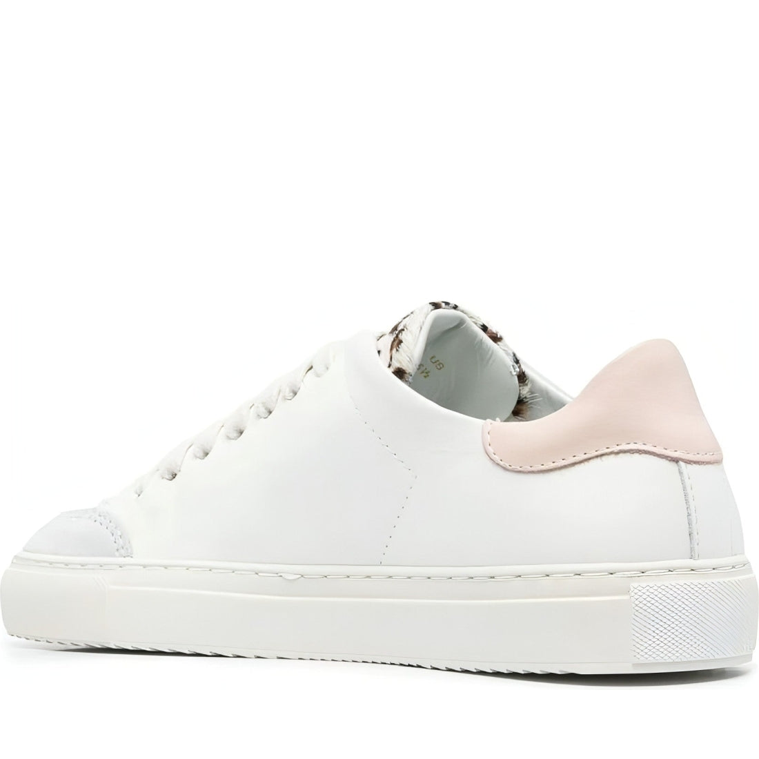 AXEL ARIGATO womens white, dusty pink, mini leopard clean 90 triple animal shoe | Vilbury London