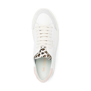 AXEL ARIGATO womens white, dusty pink, mini leopard clean 90 triple animal shoe | Vilbury London