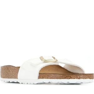 Birkenstock womens patent white madrid bs slippers | Vilbury London