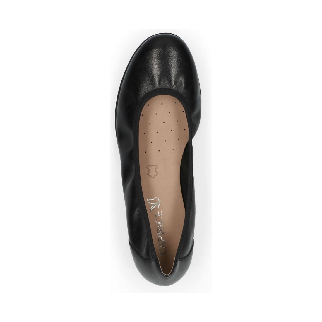 Caprice womens black nappa casual closed ballerinas | Vilbury London