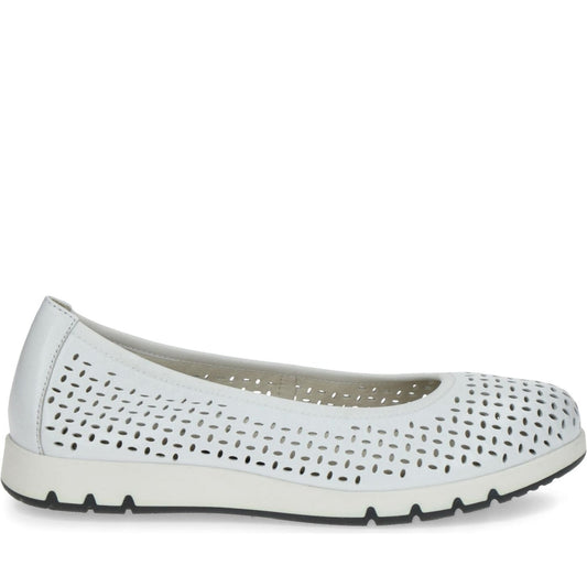 Caprice womens white softnap casual closed ballerinas | Vilbury London