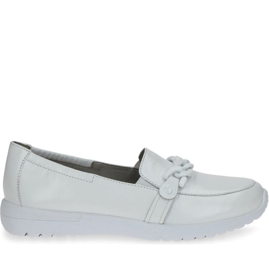 Caprice womens white nappa casual closed loafers | Vilbury London