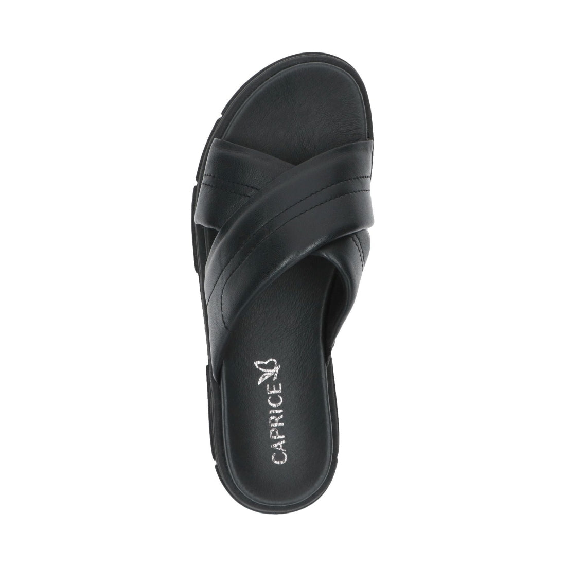 Caprice womens black softnap casual open slippers | Vilbury London