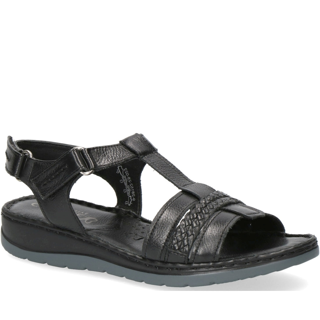 Caprice Womens black casual open sandals | Vilbury London