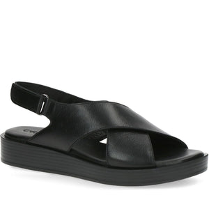 Caprice womens black casual open sandals | Vilbury London