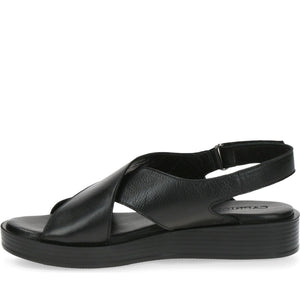 Caprice womens black casual open sandals | Vilbury London