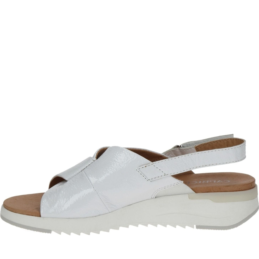 Caprice womens white naplak casual open sandals | Vilbury London
