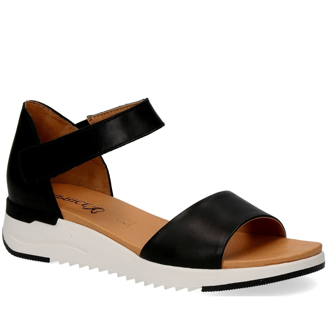 Caprice Womens black casual open sandals | Vilbury London