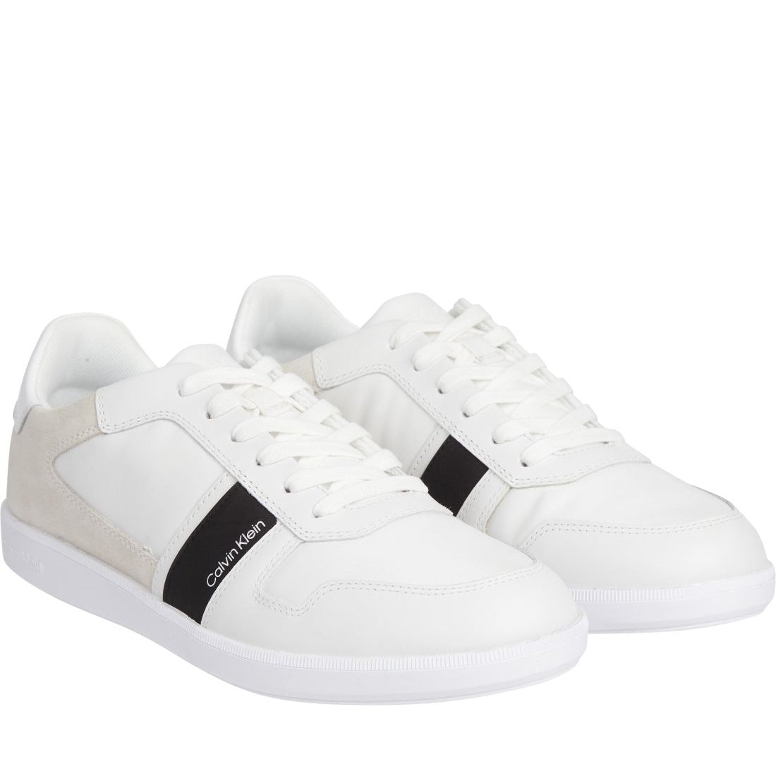 Calvin Klein mens white mix low top lace up mix sport shoe | Vilbury London