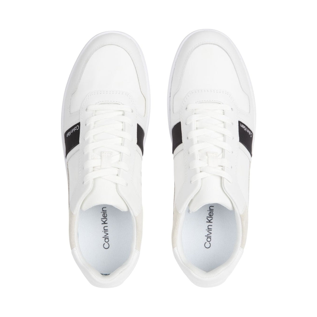 Calvin Klein mens white mix low top lace up mix sport shoe | Vilbury London