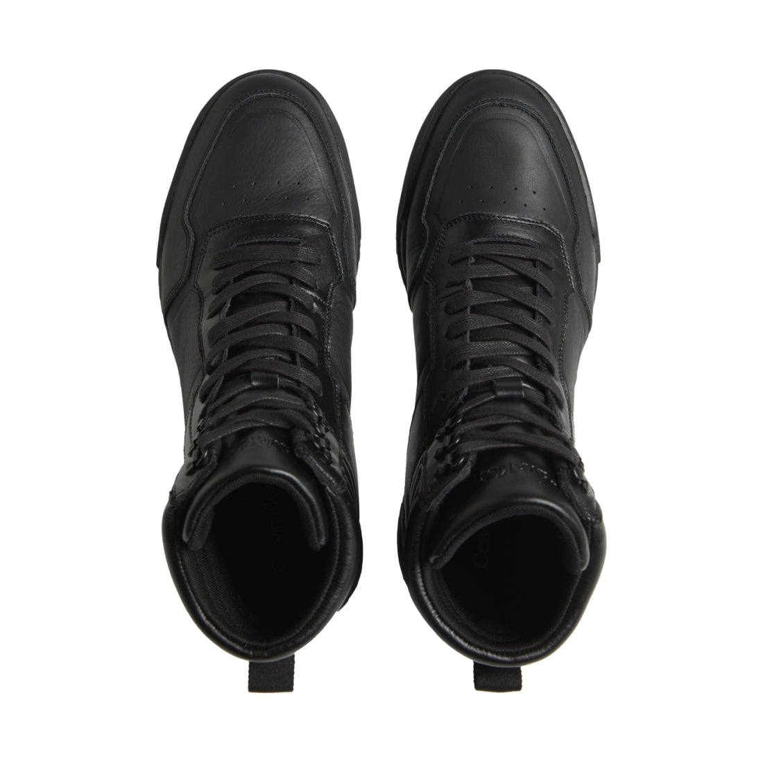 Calvin Klein mens Triple Black high top lace up lth mix | Vilbury London