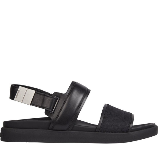 Calvin Klein mens black mono jacquard back strap sandal | Vilbury London