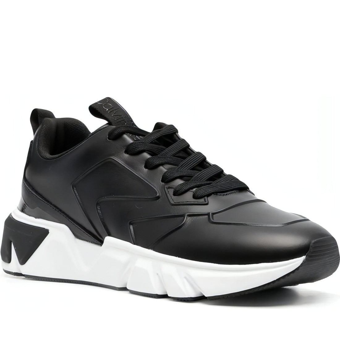 CALVIN KLEIN mens black low top lace up lth hf | Vilbury London