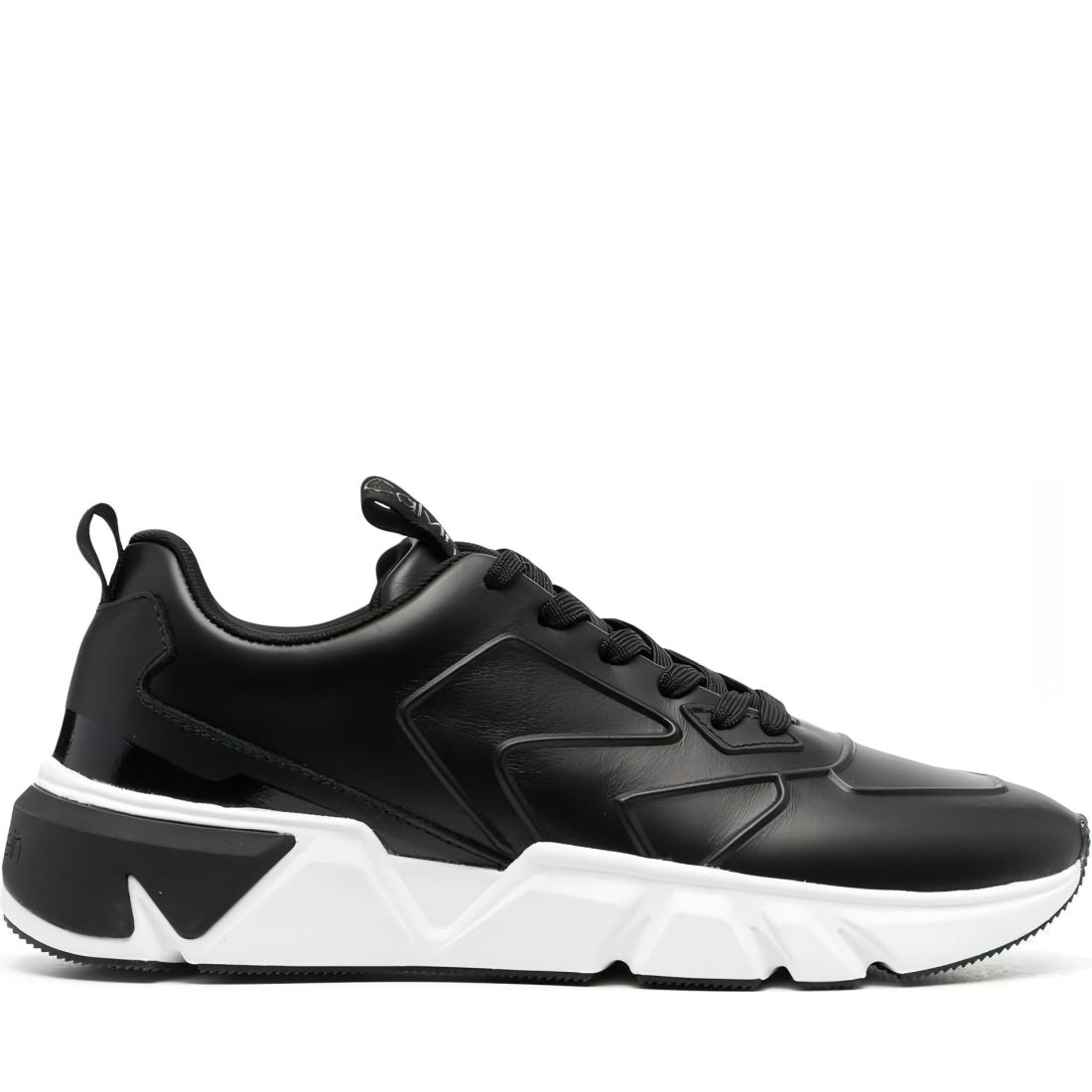 CALVIN KLEIN mens black low top lace up lth hf | Vilbury London