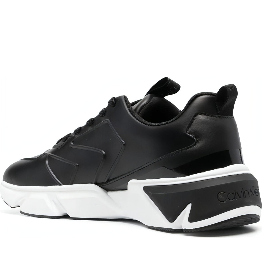 CALVIN KLEIN mens black low top lace up lth hf | Vilbury London