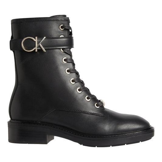 Calvin Klein womens Black rubber sole combat boot w hw | Vilbury London
