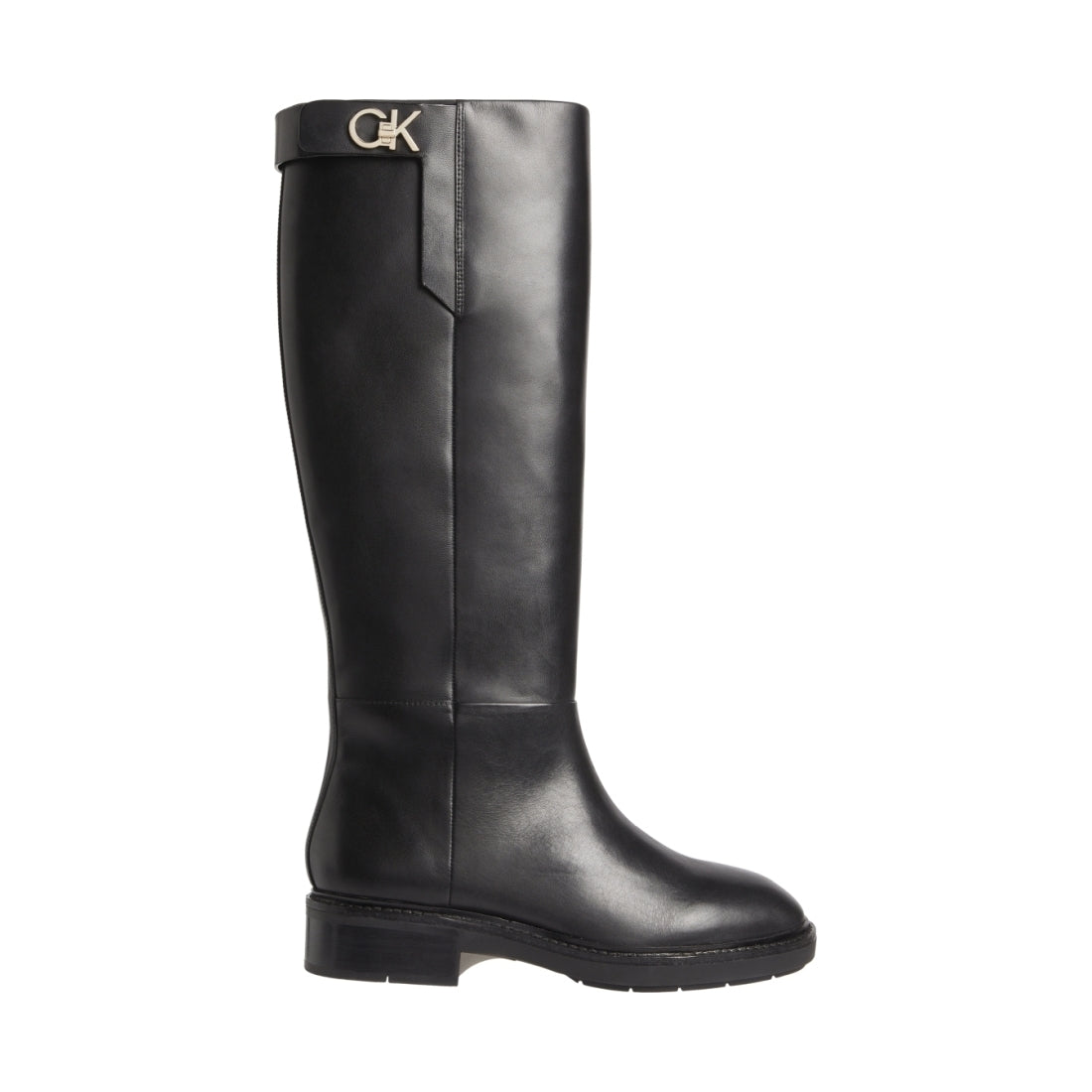Calvin Klein womens Black rubber sole knee boot w hw | Vilbury London