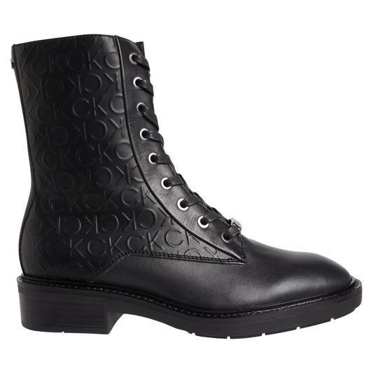 Calvin Klein womens Black rubber sole combat boot | Vilbury London
