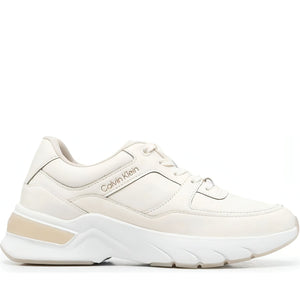 CALVIN KLEIN womens marshmallow, gray elevated lace up trainers | Vilbury London