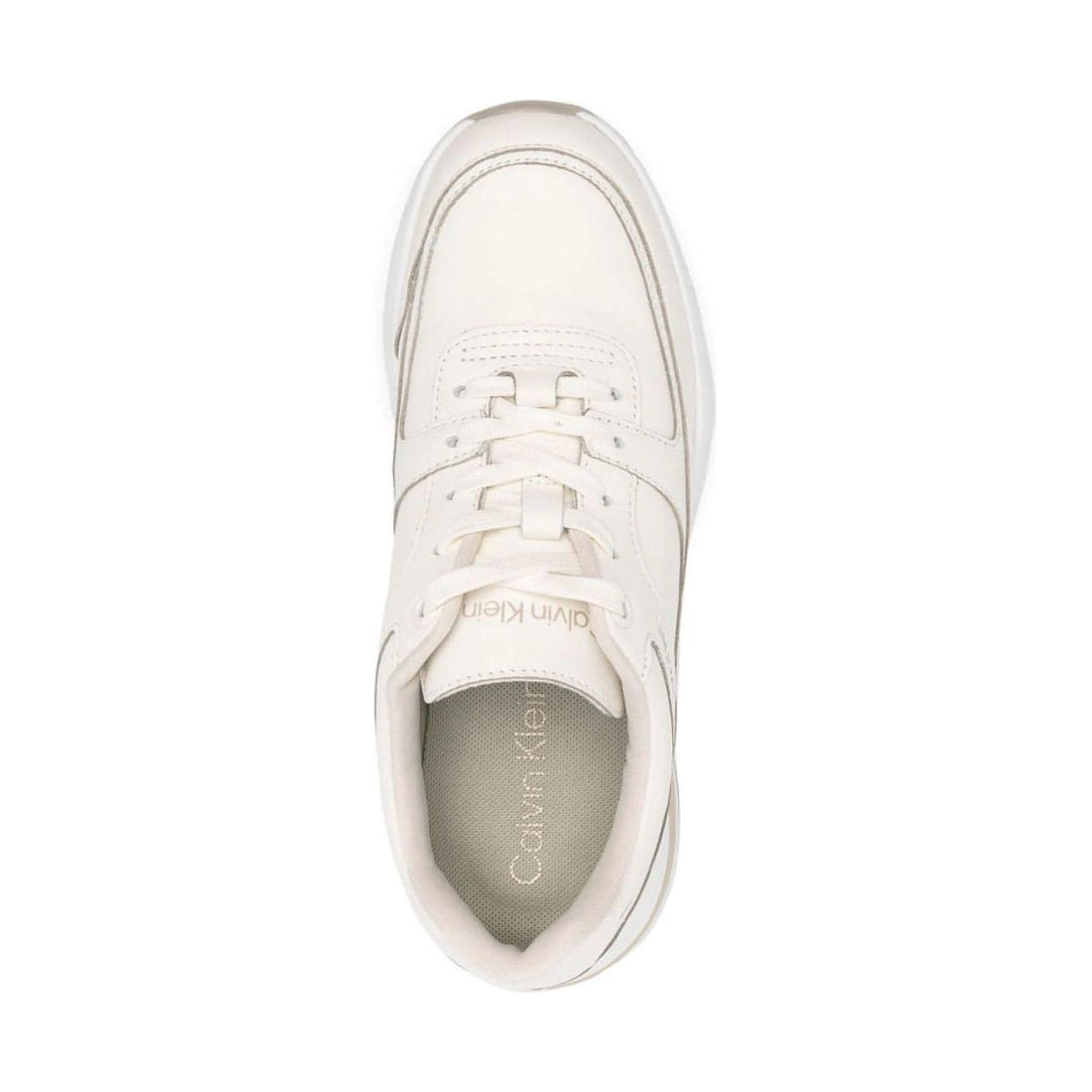 CALVIN KLEIN womens marshmallow, gray elevated lace up trainers | Vilbury London