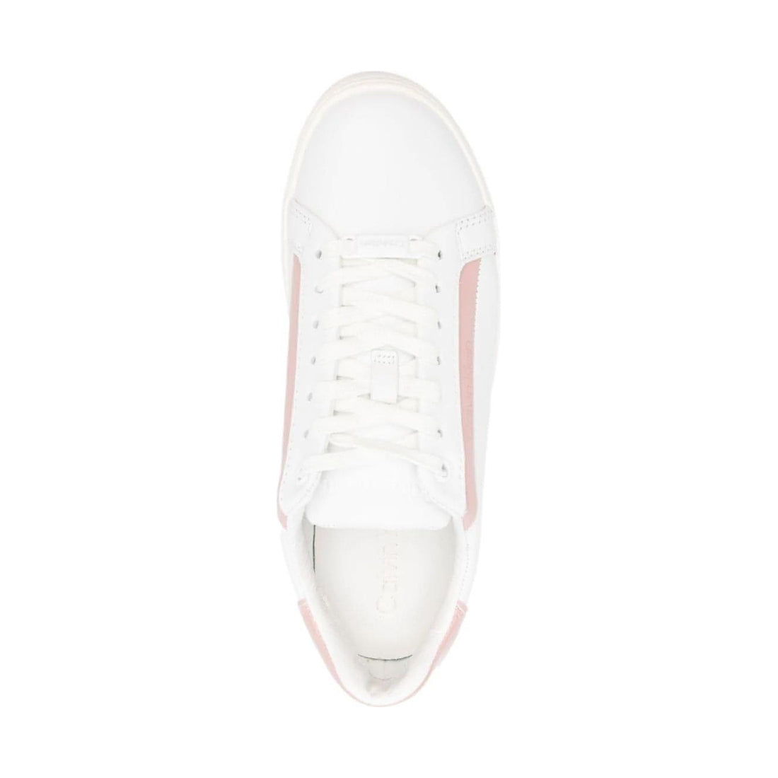 CALVIN KLEIN womens white, cafe au lait cupsole lace up trainers | Vilbury London