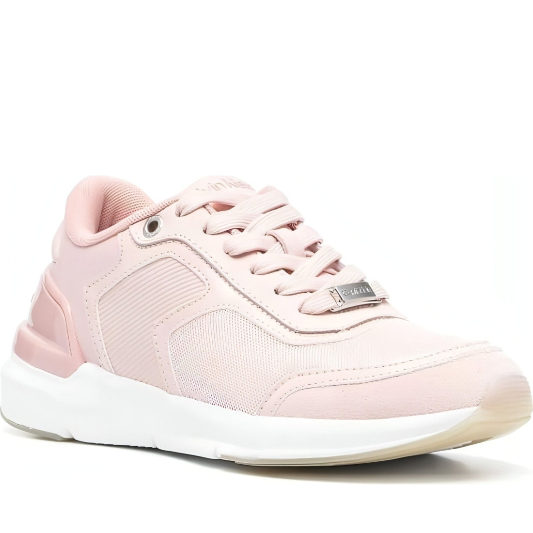 CALVIN KLEIN womens cafe au lait, sepia rose flexi lace up trainers | Vilbury London