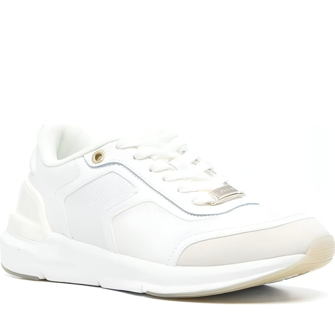 CALVIN KLEIN womens white, marshmallow flexi lace up trainers | Vilbury London