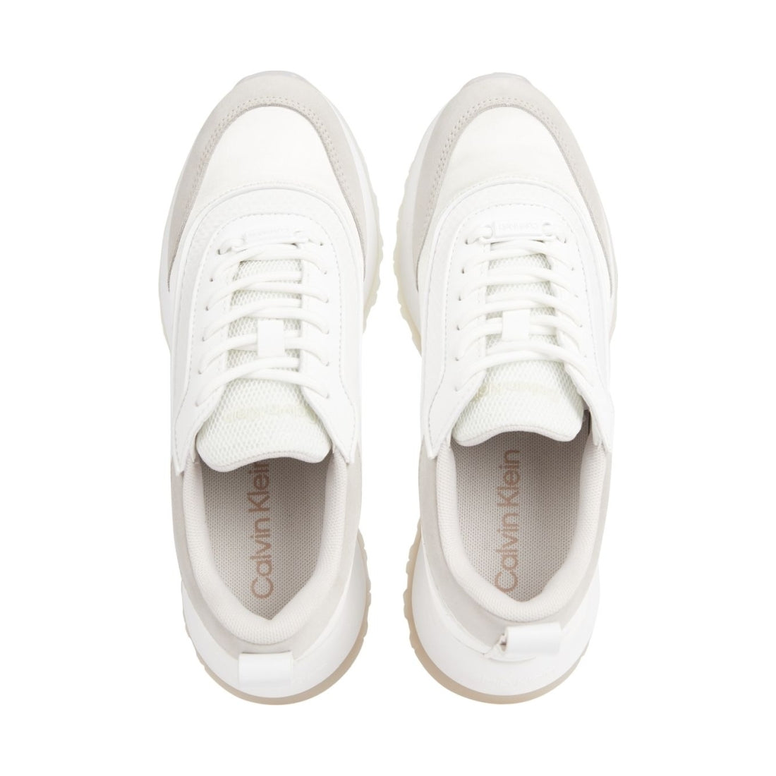 Calvin Klein womens white, dk ecru runner lace up sport shoe | Vilbury London