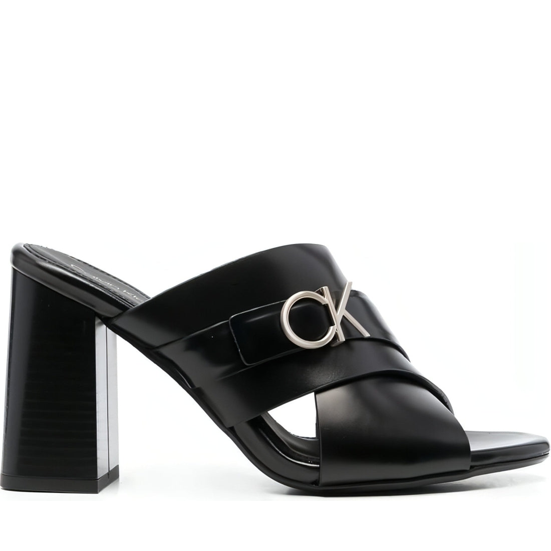 CALVIN KLEIN womens black x slide sandal 85 w/hw | Vilbury London