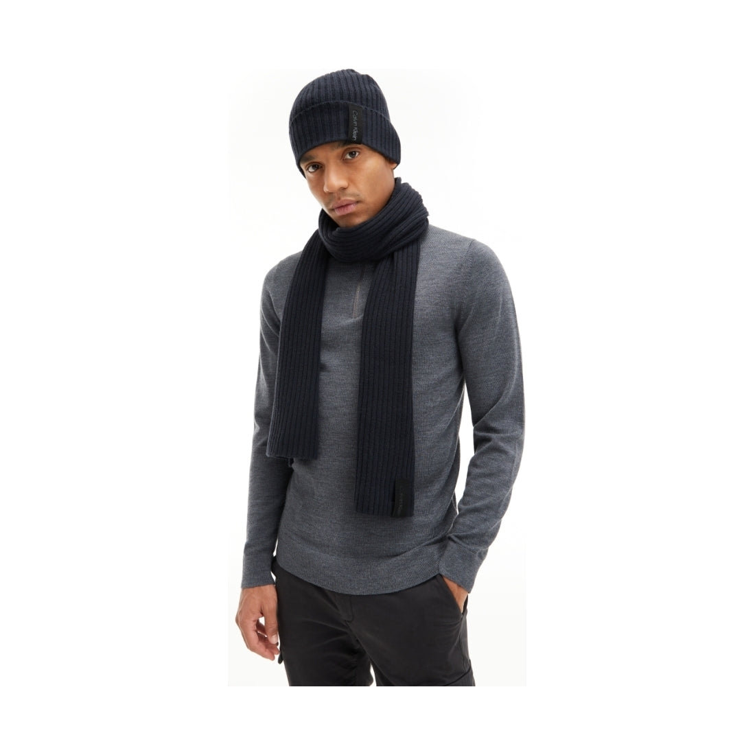 Calvin Klein mens Black cashmere beanie | Vilbury London