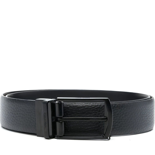 Calvin Klein mens black, textured adj/rev domed pb 35mm belts | Vilbury London