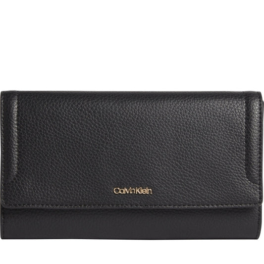 Calvin Klein womens Black ck elevated trifold lg wallets | Vilbury London