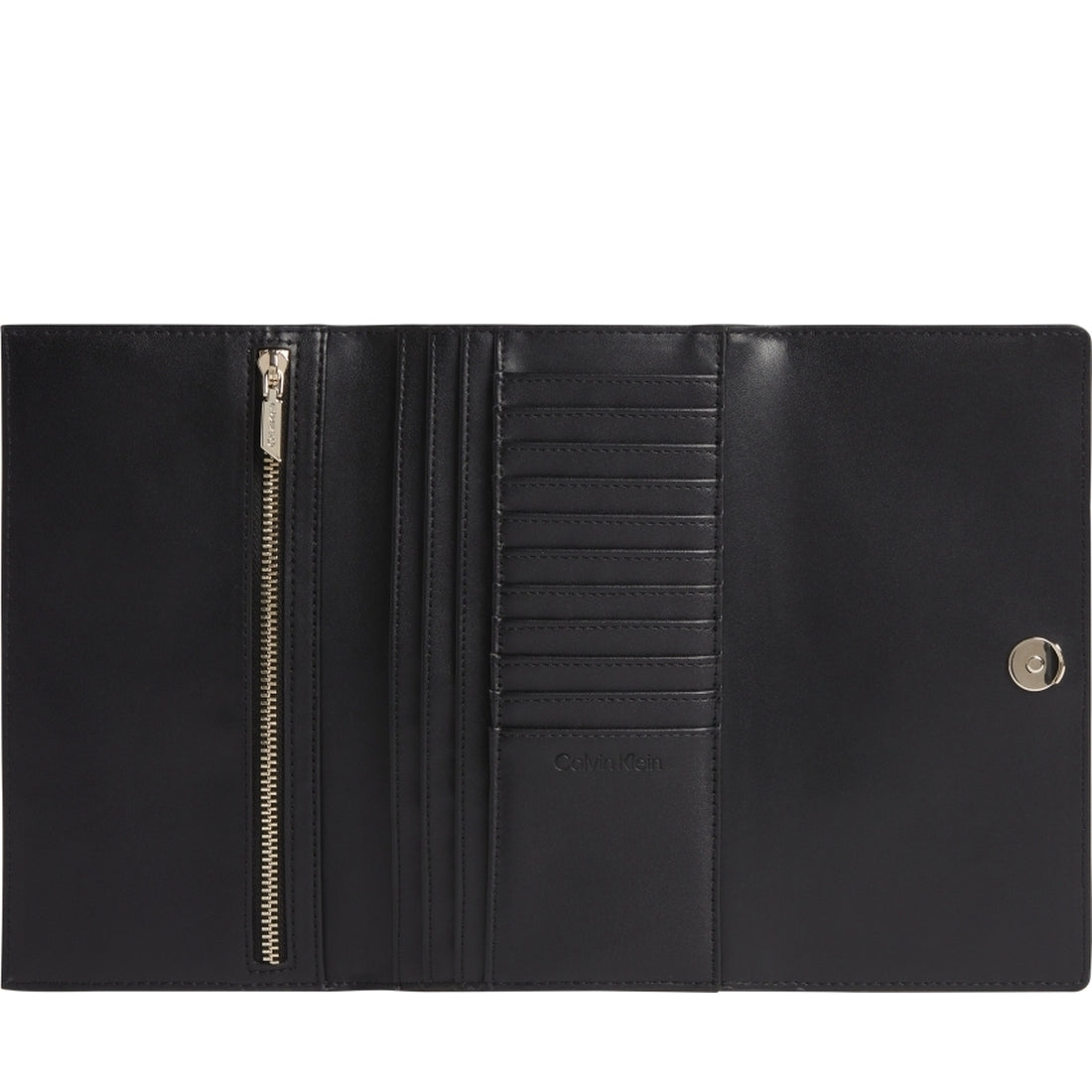 Calvin Klein womens Black ck elevated trifold lg wallets | Vilbury London