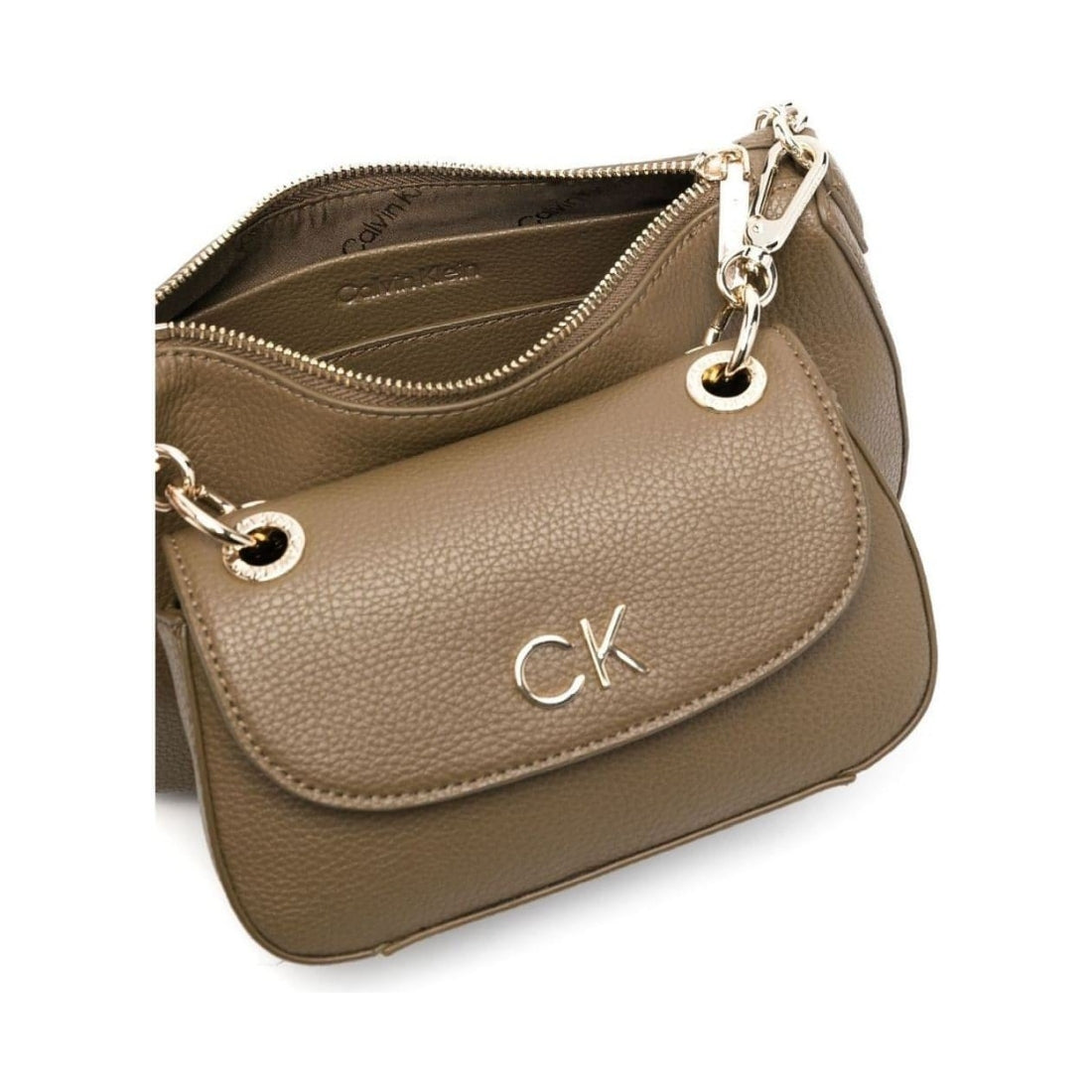 Calvin Klein womens willow green re-lodbl shoulder bag | Vilbury London