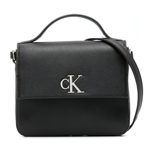 Calvin Klein Jeans womens black minimalgram boxy flap cb19 cross body bags | Vilbury London