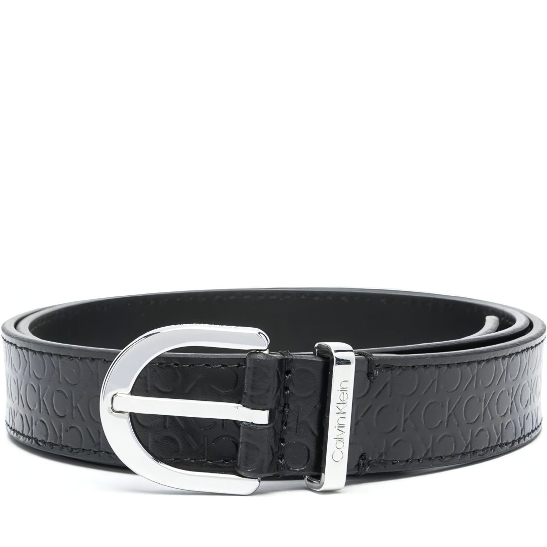 Calvin Klein womens black must rnd belt 25mm embossed | Vilbury London