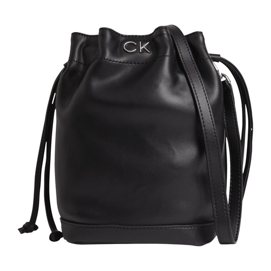 Calvin Klein womens ck black re-lock drawstring bag mini | Vilbury London
