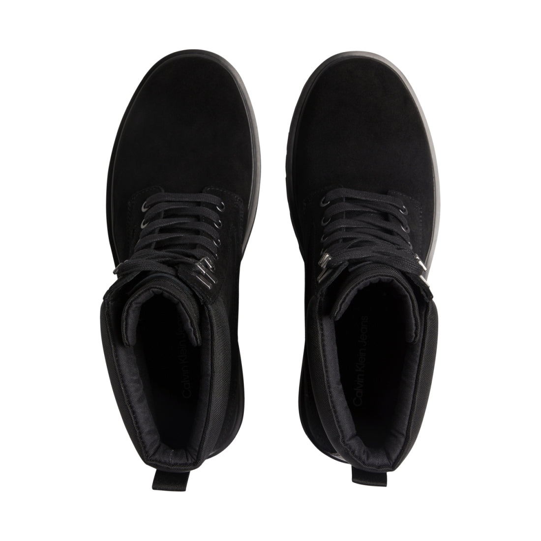 Calvin Klein mens Black lug mid laceup boot hike | Vilbury London