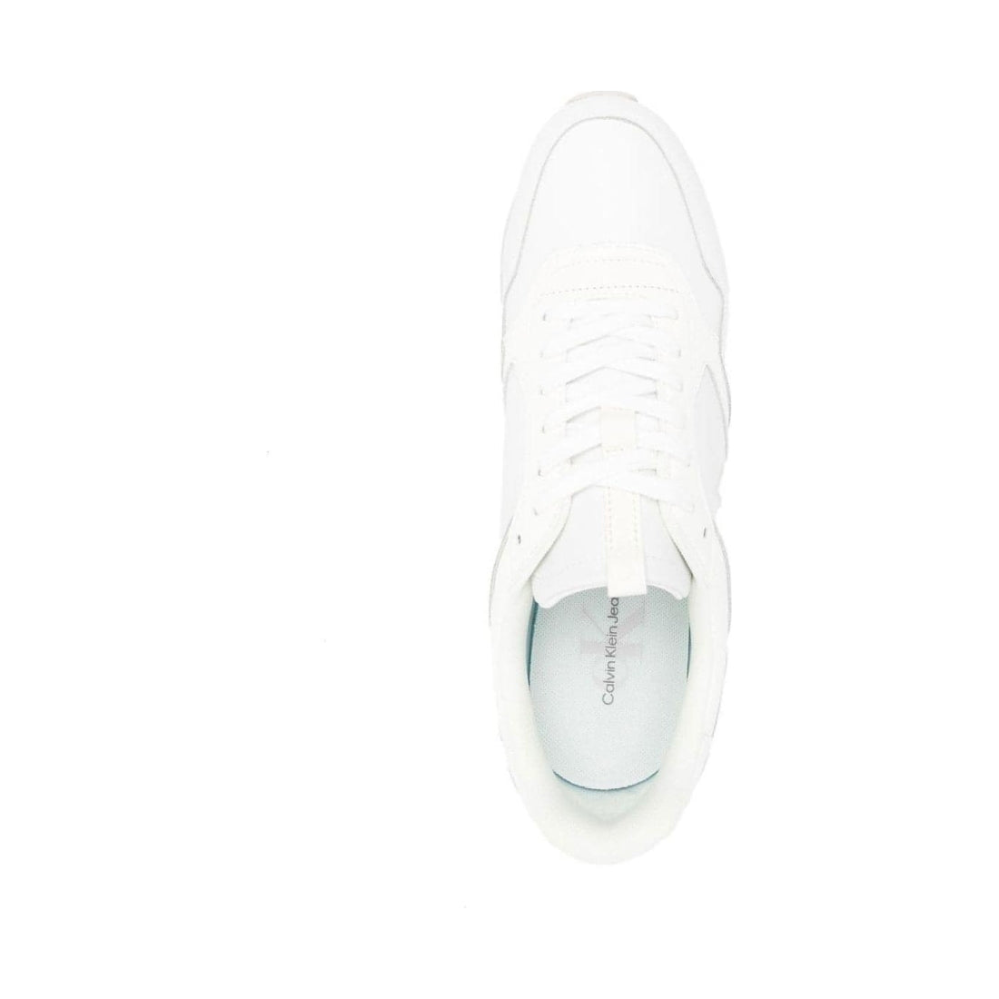 CALVIN KLEIN JEANS mens white, ivory retro lth-pu patch trainers | Vilbury London