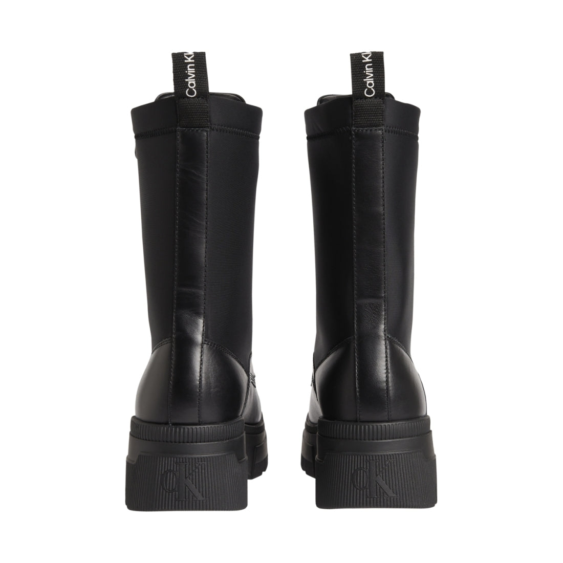 Calvin Klein womens Black chunky combat laceup zip booties | Vilbury London