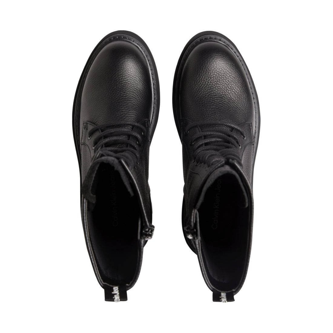 Calvin Klein womens Black flatform mid laceup boot | Vilbury London