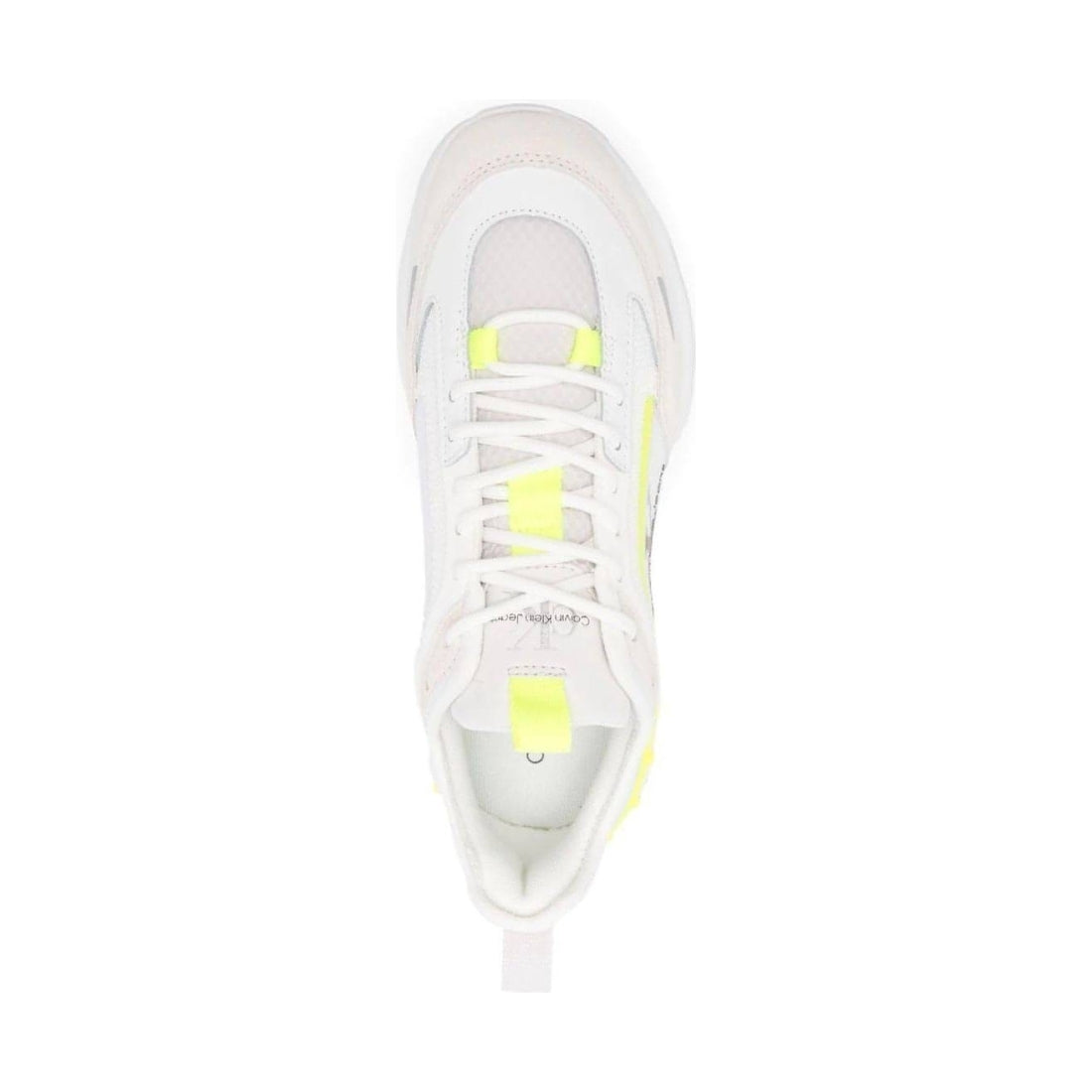 CALVIN KLEIN JEANS womens white, grey, yellow comfair su-mesh w trainers | Vilbury London